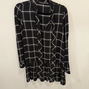 Zara Black Plaid Women's drop waist dress